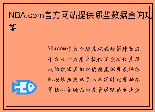 NBA.com官方网站提供哪些数据查询功能